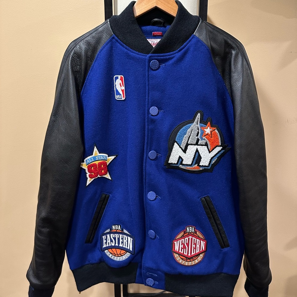 Just Don x Mitchell & Ness 1998 NBA All Star Blue / Black Varsity Jacket - Picture 2 of 16